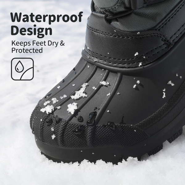 Kids Waterproof Shell Bottom Snow Boots - BLACK GREY RED - 3